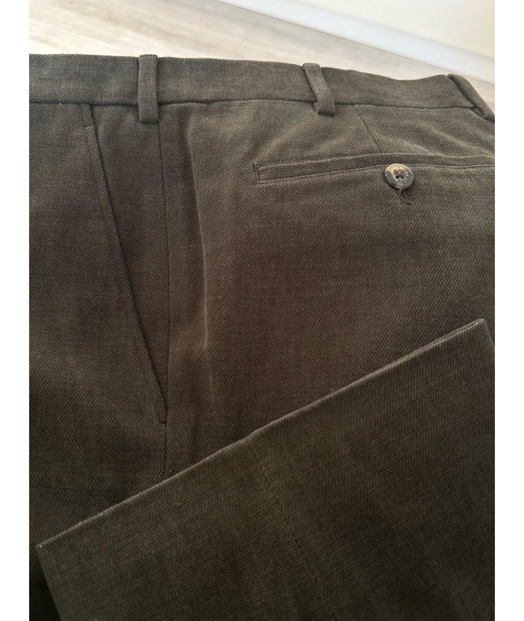 LORO PIANA Зеленые хлопковые повседневные брюки, фото 5