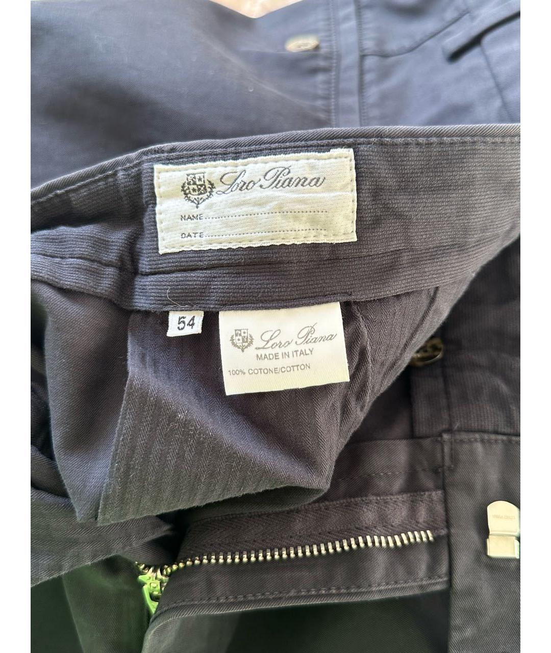 LORO PIANA Темно-синие хлопковые повседневные брюки, фото 6