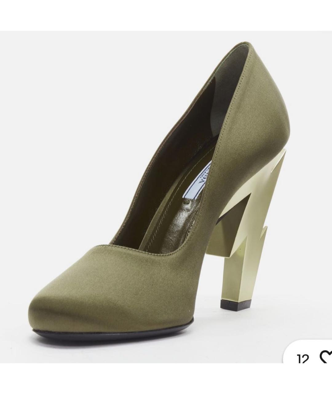 PRADA Хаки текстильные туфли, фото 5