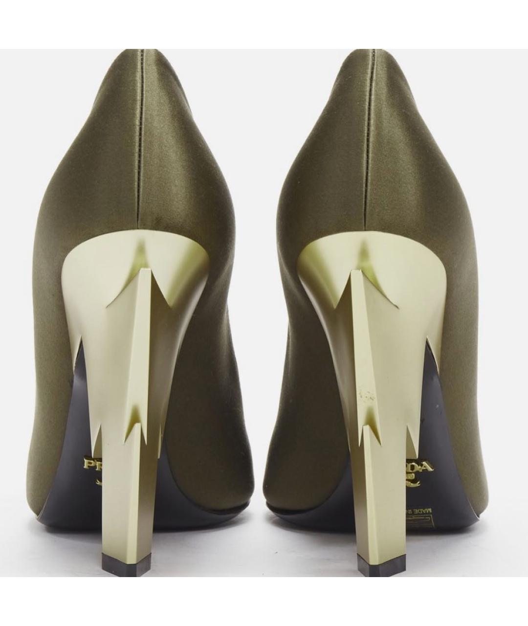 PRADA Хаки текстильные туфли, фото 4