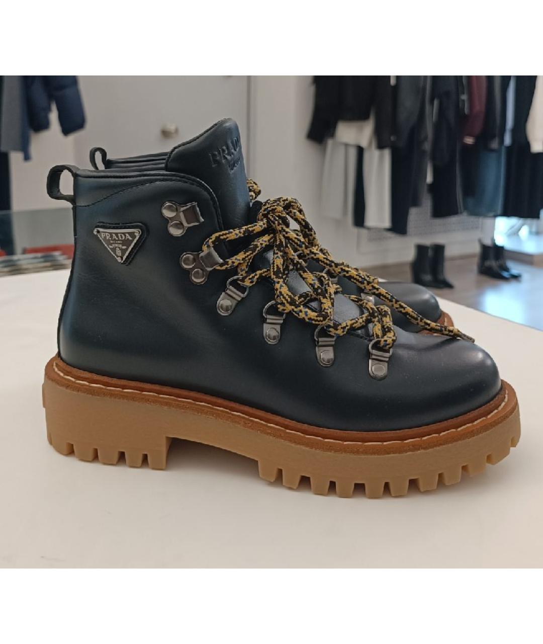 PRADA Черные кожаные ботинки, фото 5