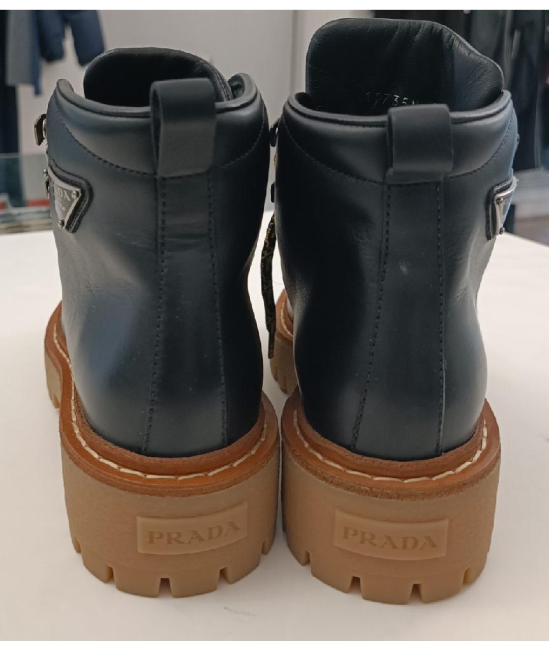 PRADA Черные кожаные ботинки, фото 4