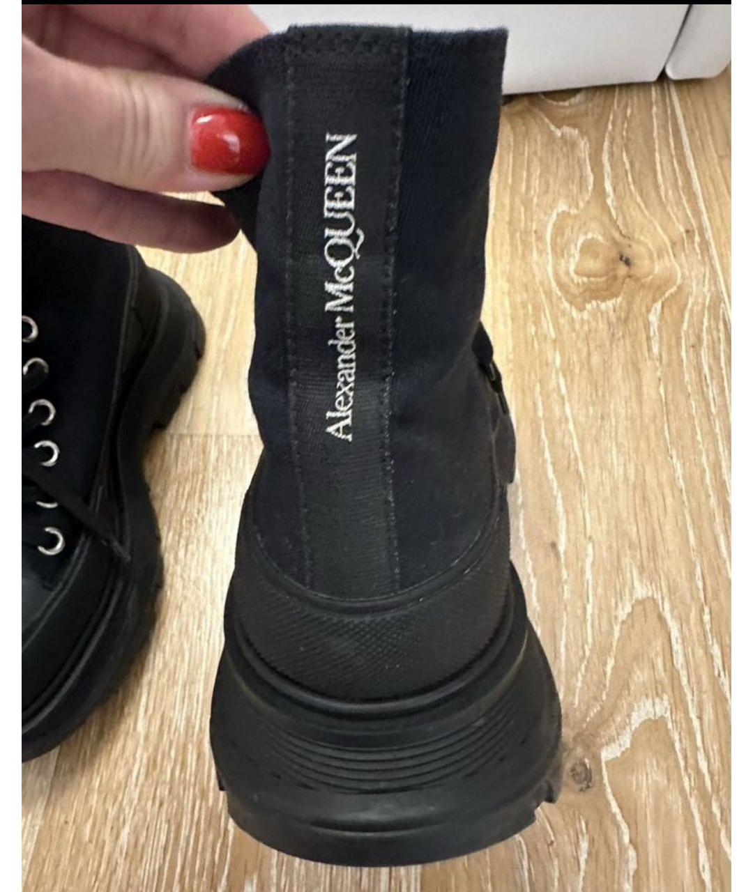 ALEXANDER MCQUEEN Черные текстильные ботинки, фото 3