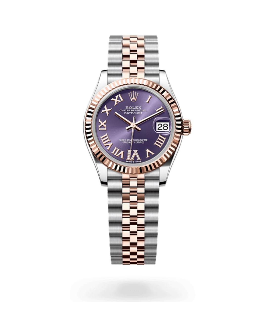 ROLEX Фиолетовые часы из розового золота, фото 6