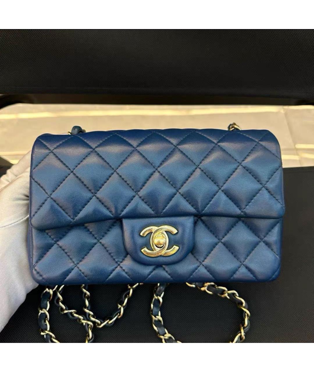 CHANEL Темно-синяя кожаная сумка через плечо, фото 6