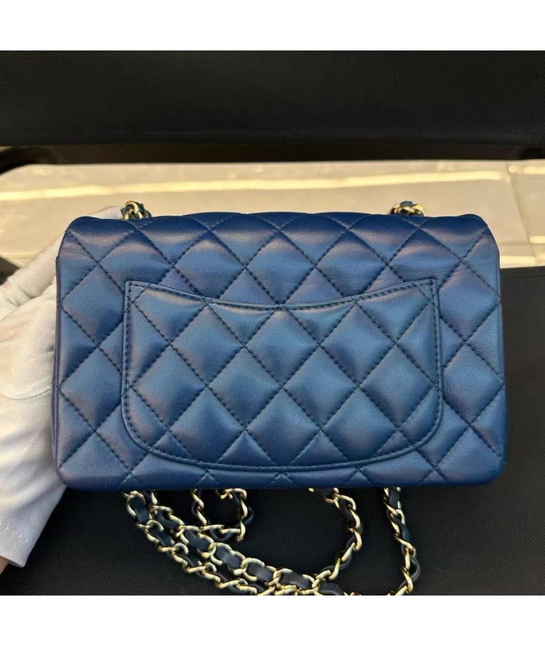 CHANEL Темно-синяя кожаная сумка через плечо, фото 5