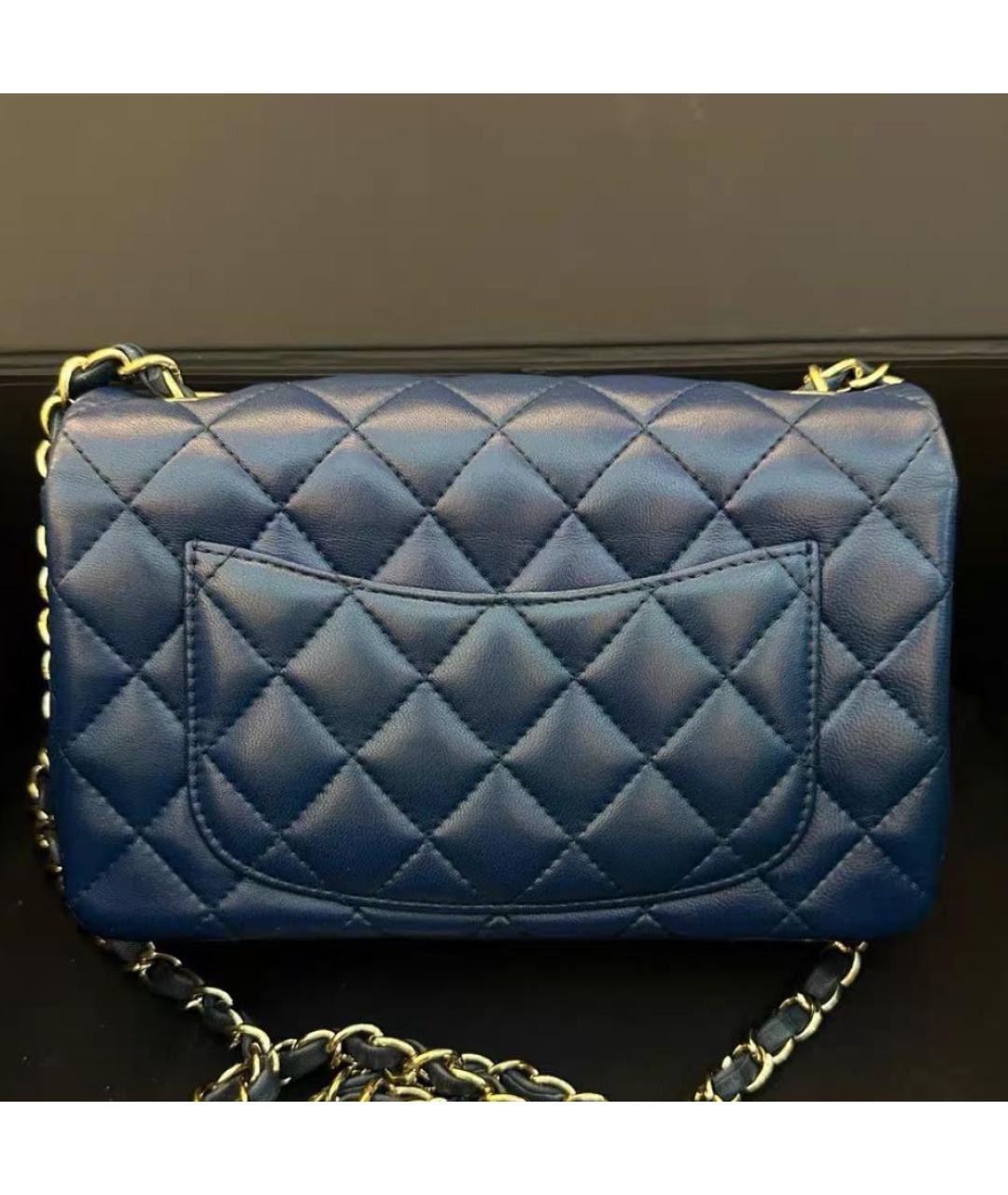 CHANEL Темно-синяя кожаная сумка через плечо, фото 2