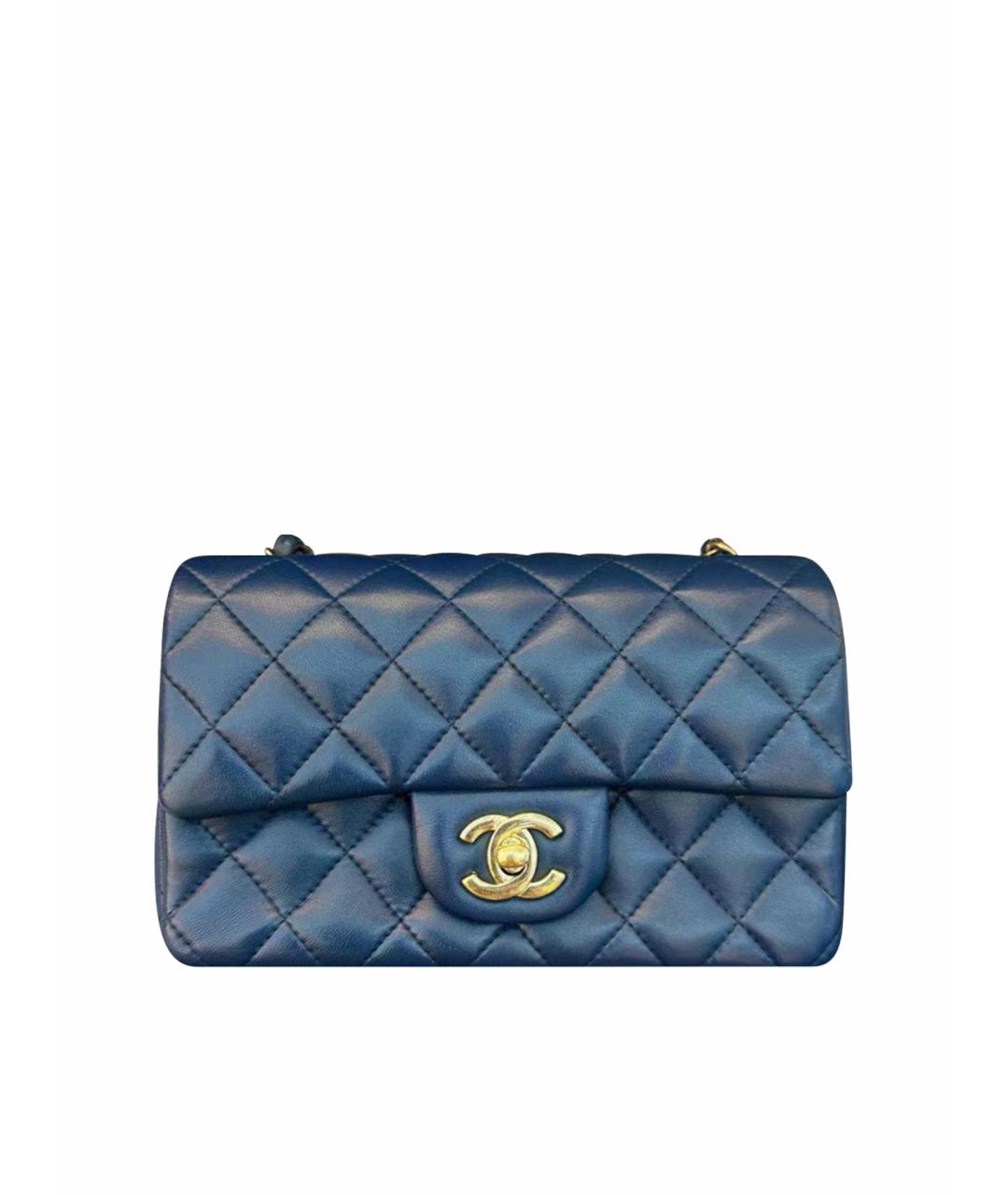 CHANEL Темно-синяя кожаная сумка через плечо, фото 1