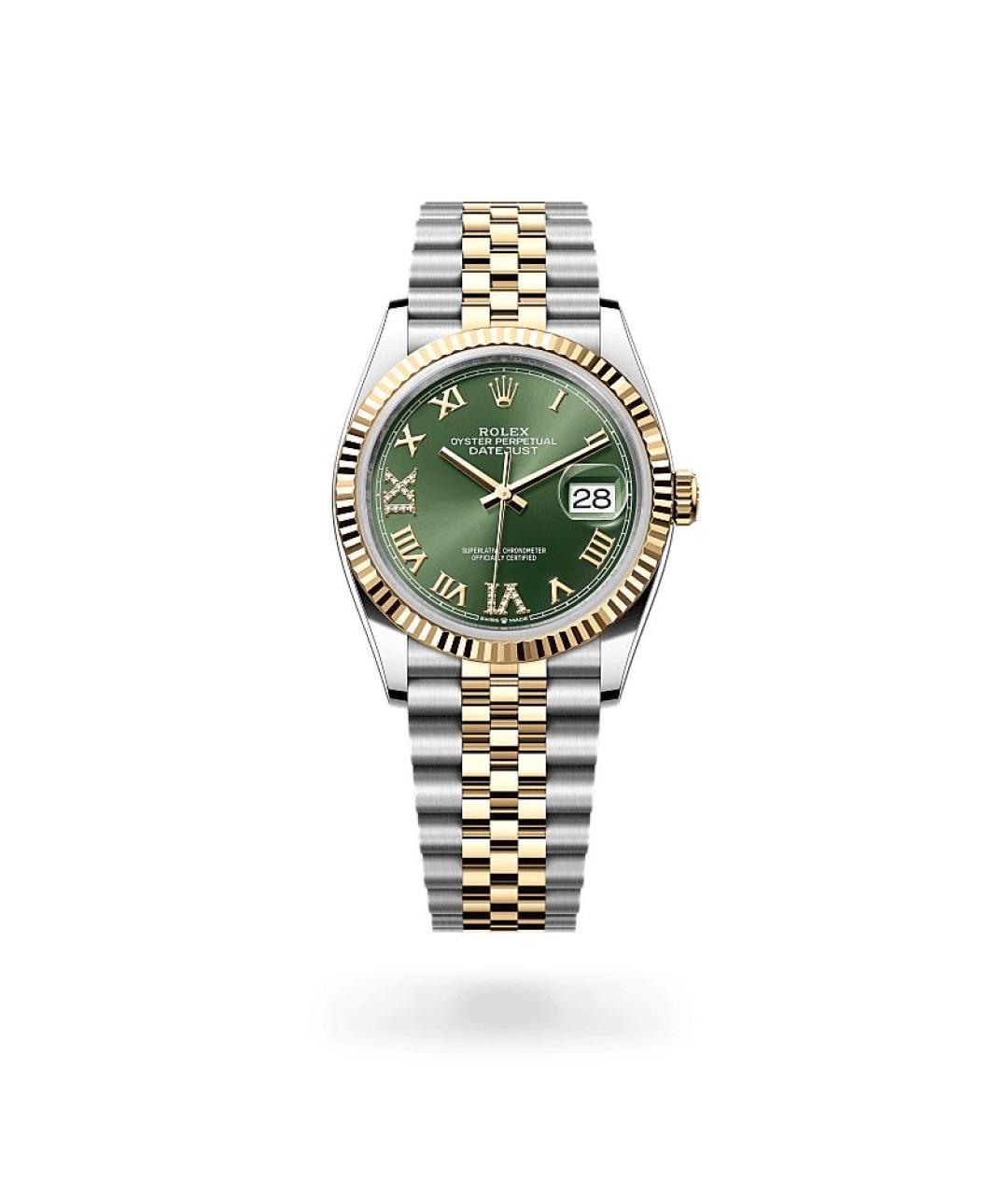 ROLEX Зеленые часы из желтого золота, фото 3