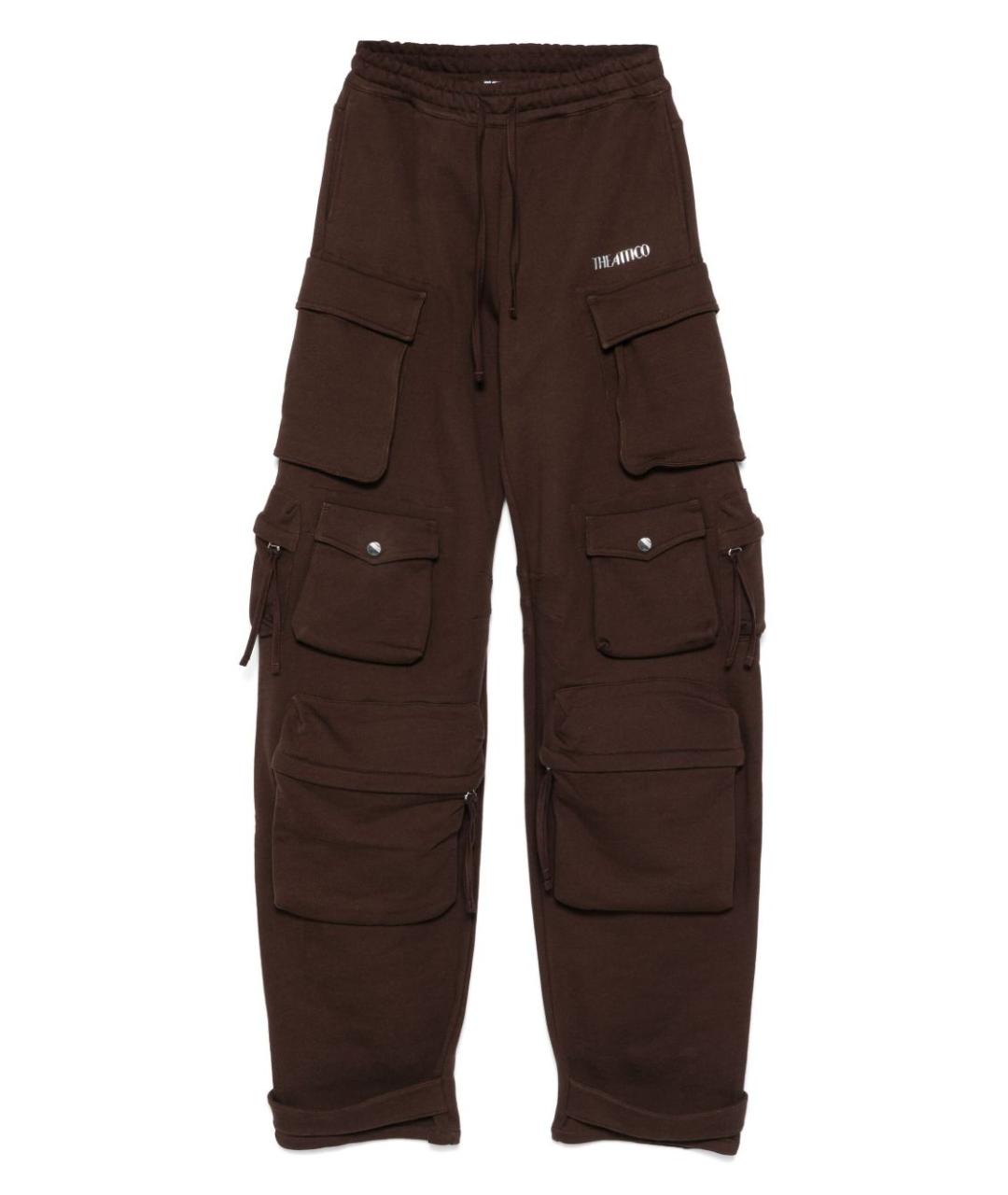 THE ATTICO Коричневые хлопковые прямые брюки, фото 1