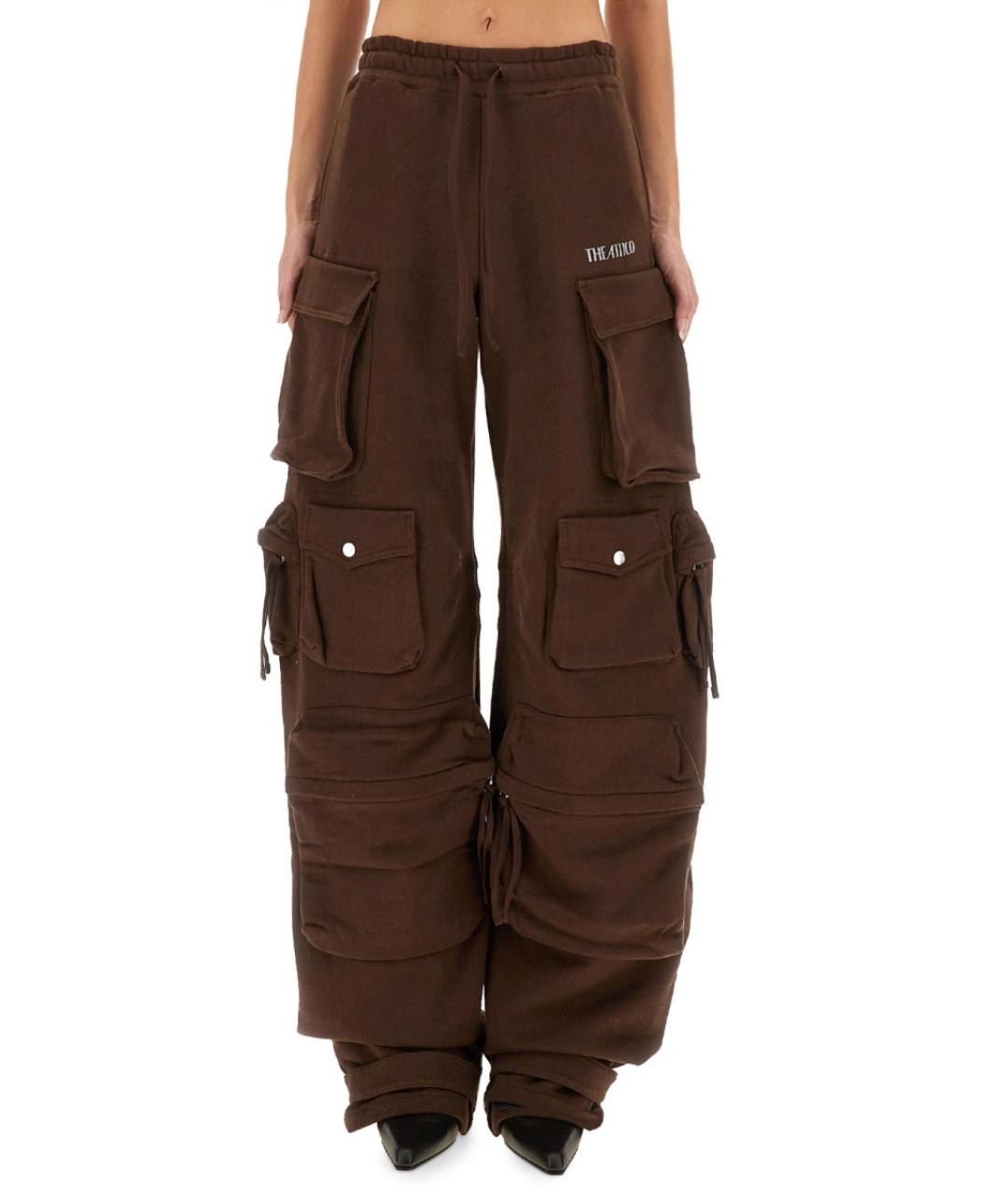 THE ATTICO Коричневые хлопковые прямые брюки, фото 2