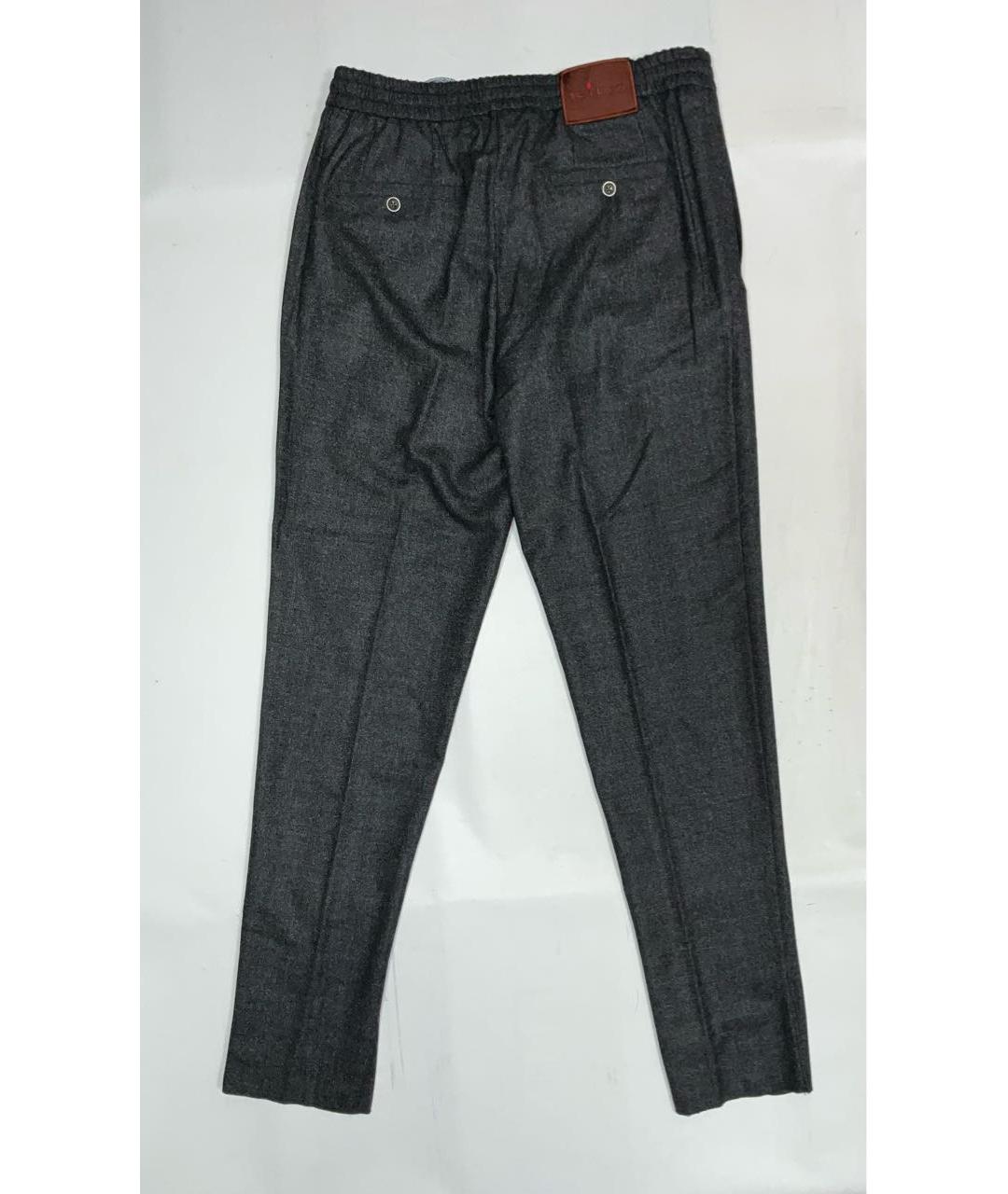 KITON Антрацитовые шерстяные классические брюки, фото 3