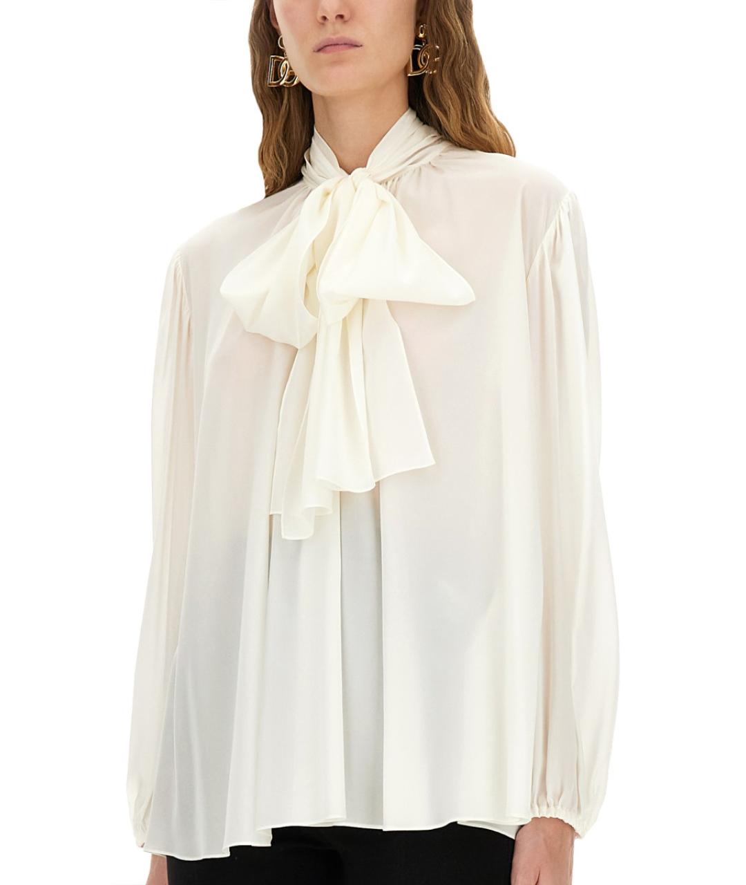 DOLCE&GABBANA Белая шелковая блузы, фото 4