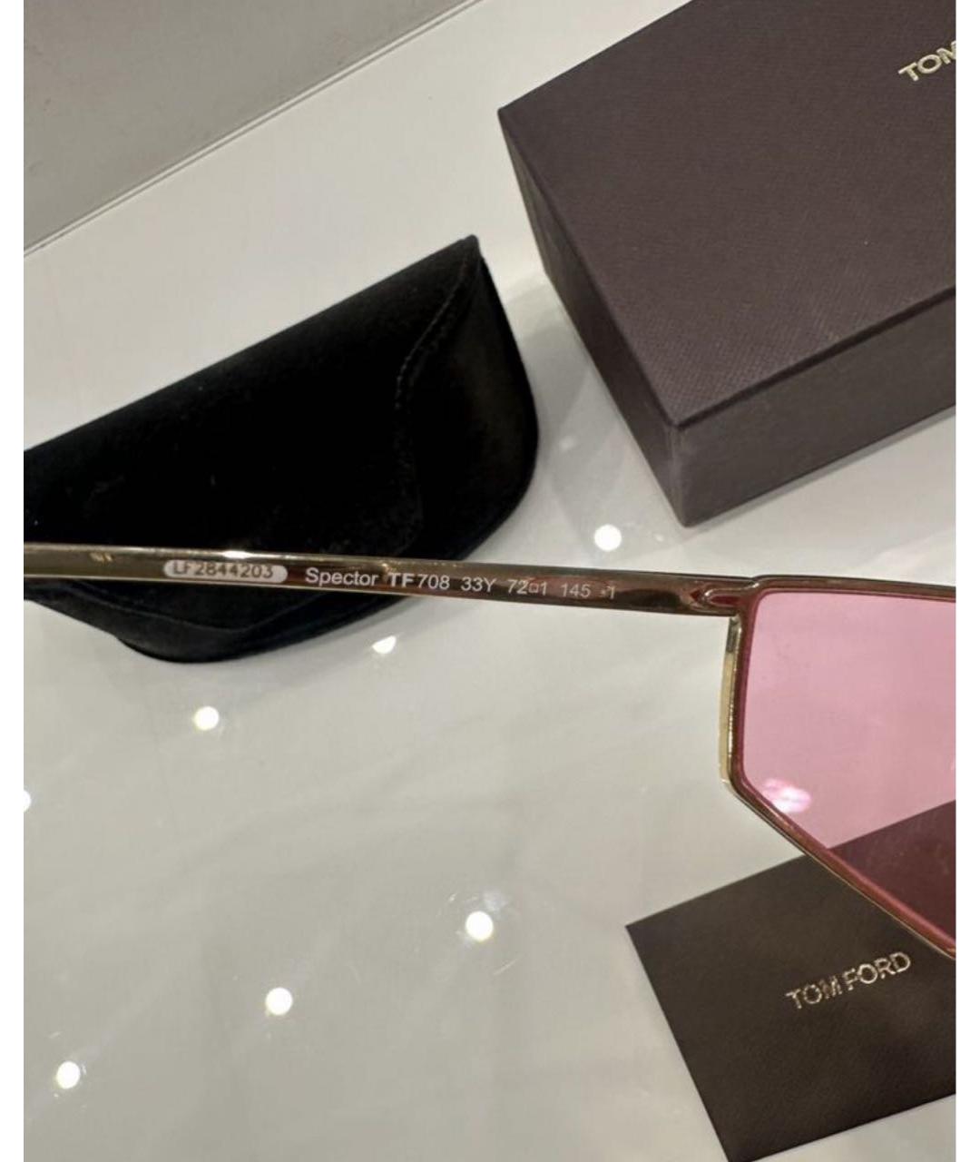 TOM FORD Розовые металлические солнцезащитные очки, фото 3
