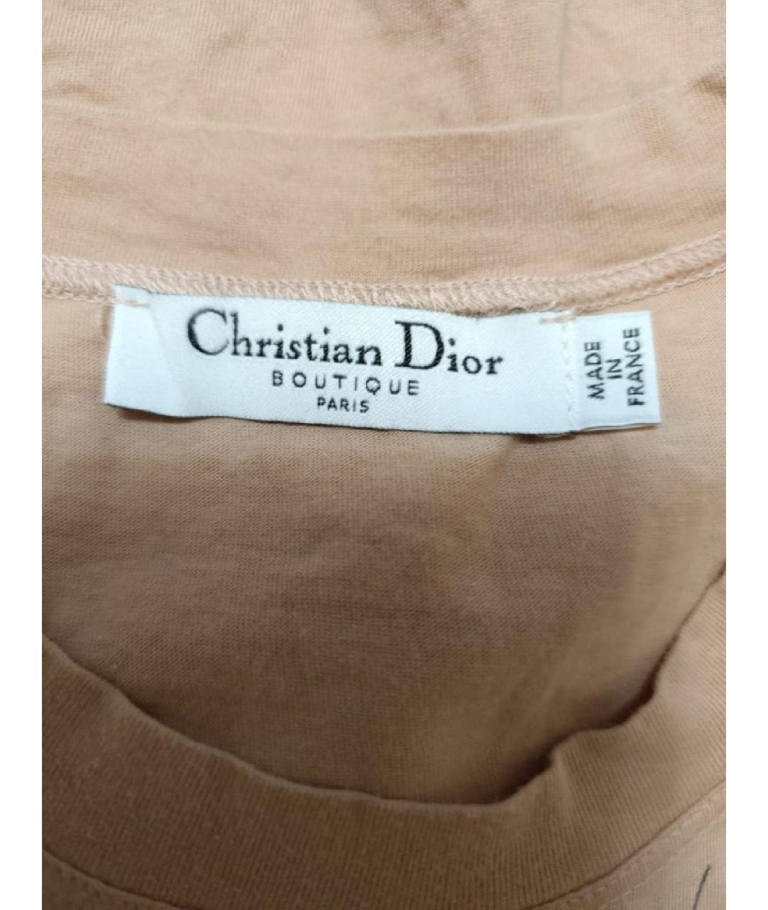CHRISTIAN DIOR Бежевая хлопковая футболка, фото 3
