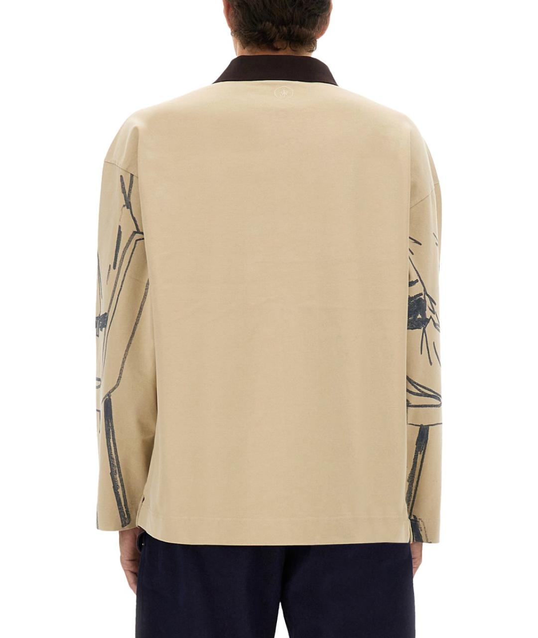 J.W.ANDERSON Бежевое хлопковое поло с длинным рукавом, фото 4