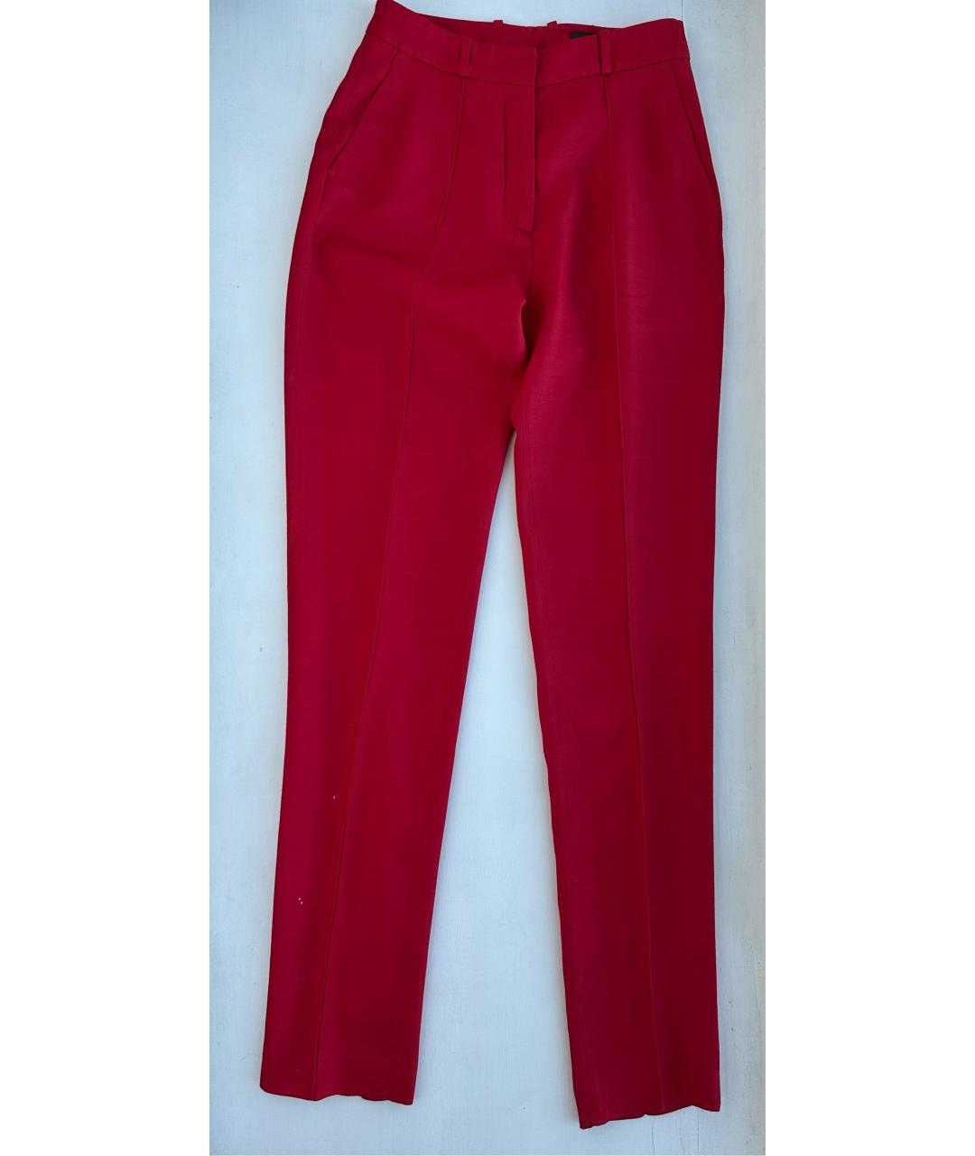 TRUSSARDI Красные вискозные прямые брюки, фото 7
