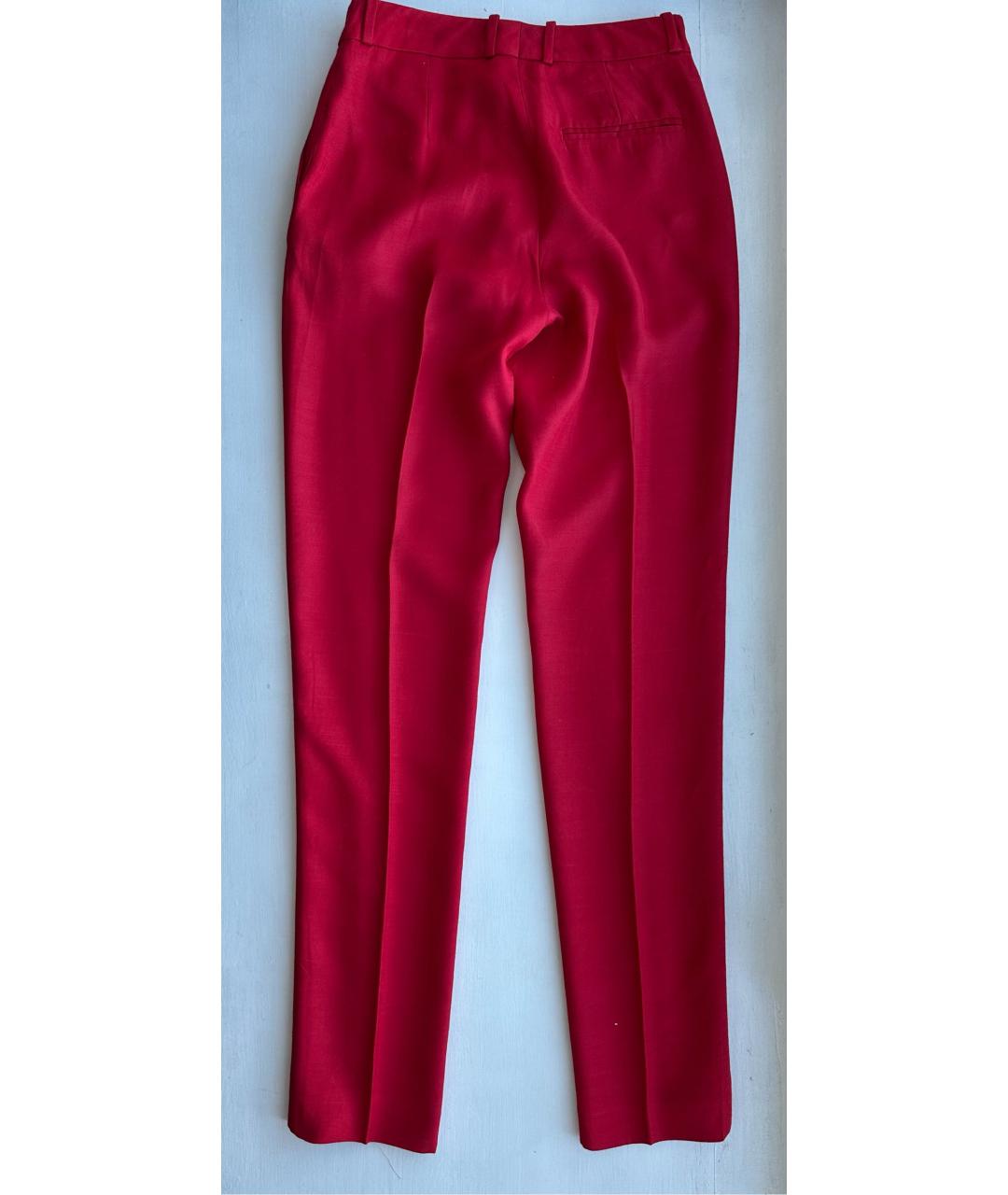 TRUSSARDI Красные вискозные прямые брюки, фото 2