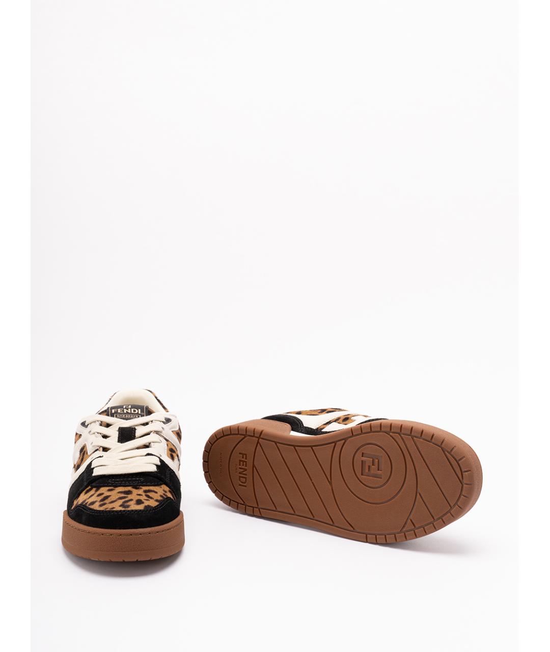 FENDI Черные кожаные кроссовки, фото 4