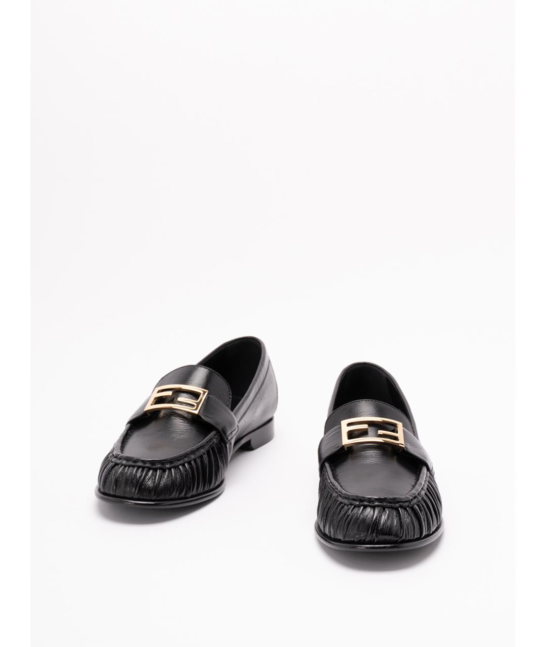 FENDI Черные кожаные лоферы, фото 2