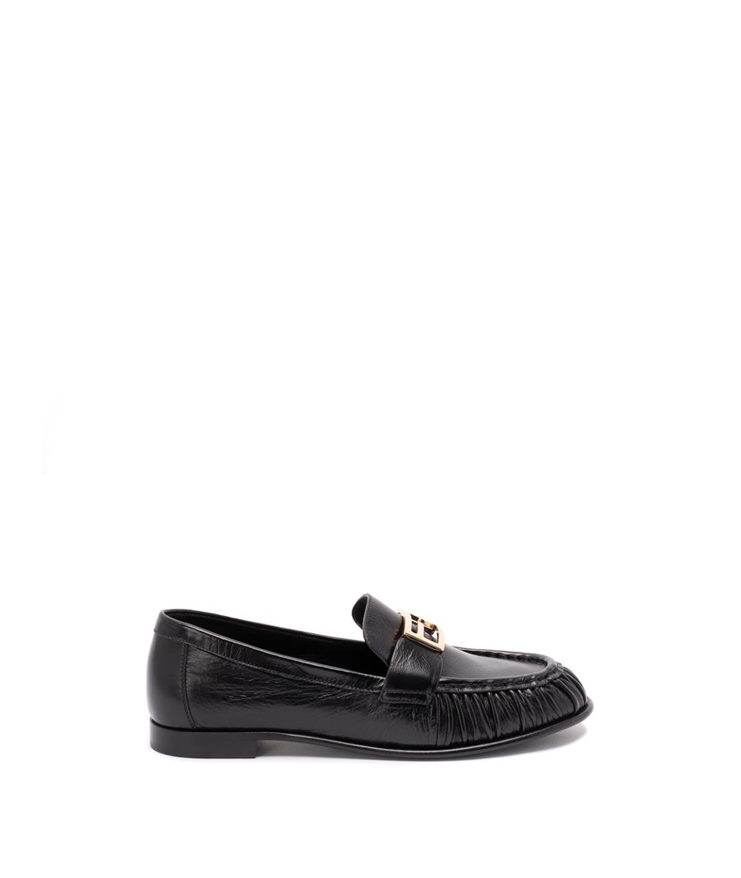 FENDI Черные кожаные лоферы, фото 1