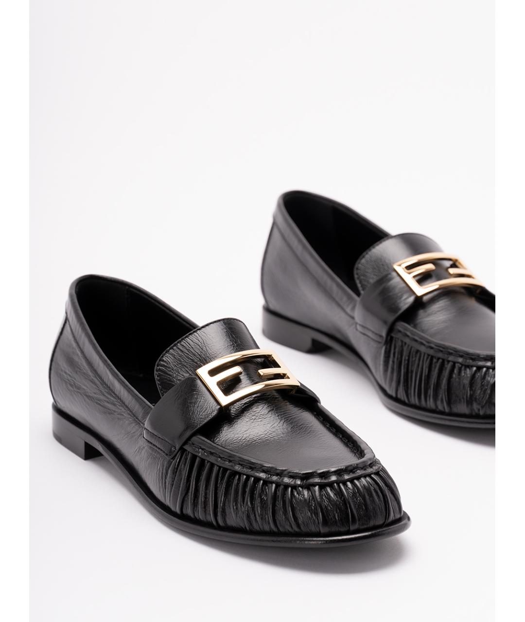 FENDI Черные кожаные лоферы, фото 5