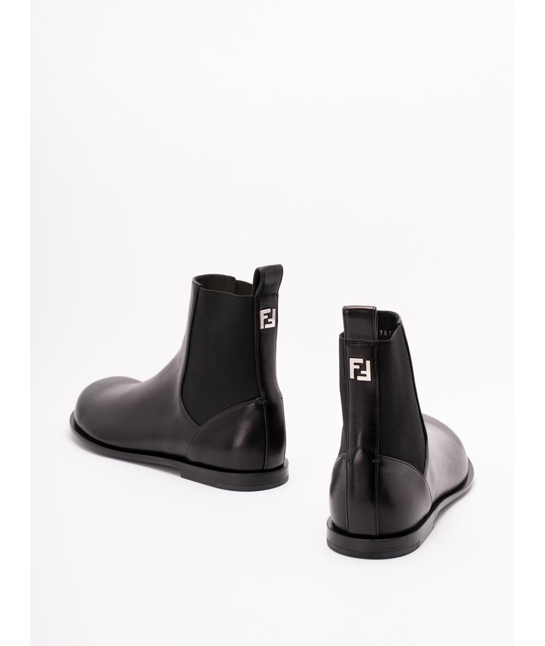 FENDI Черные кожаные высокие ботинки, фото 3