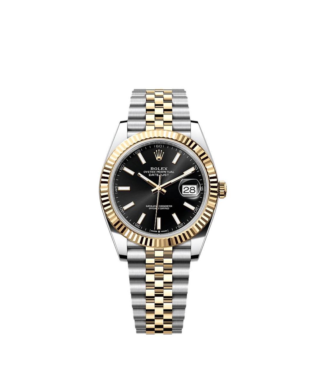 ROLEX Черные часы из желтого золота, фото 2
