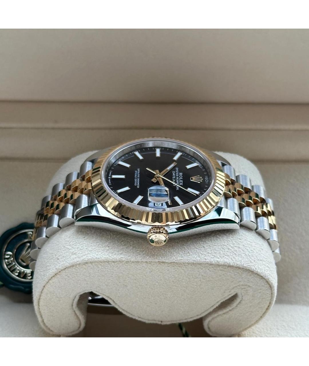 ROLEX Черные часы из желтого золота, фото 5