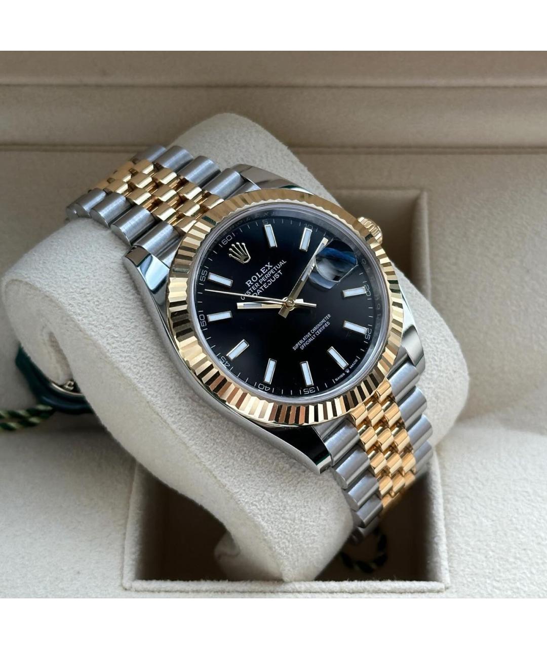 ROLEX Черные часы из желтого золота, фото 3