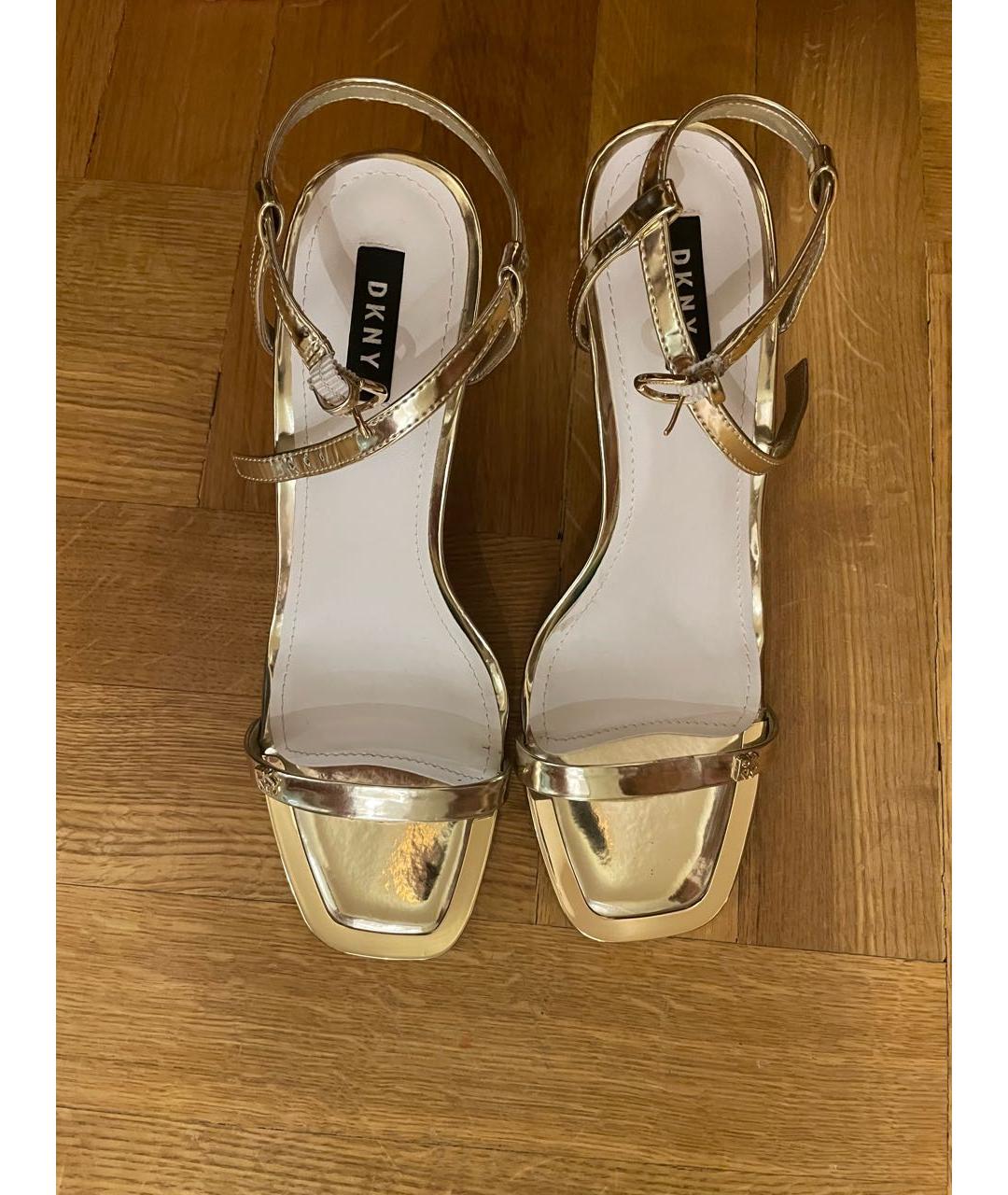 DKNY Золотые кожаные босоножки, фото 2