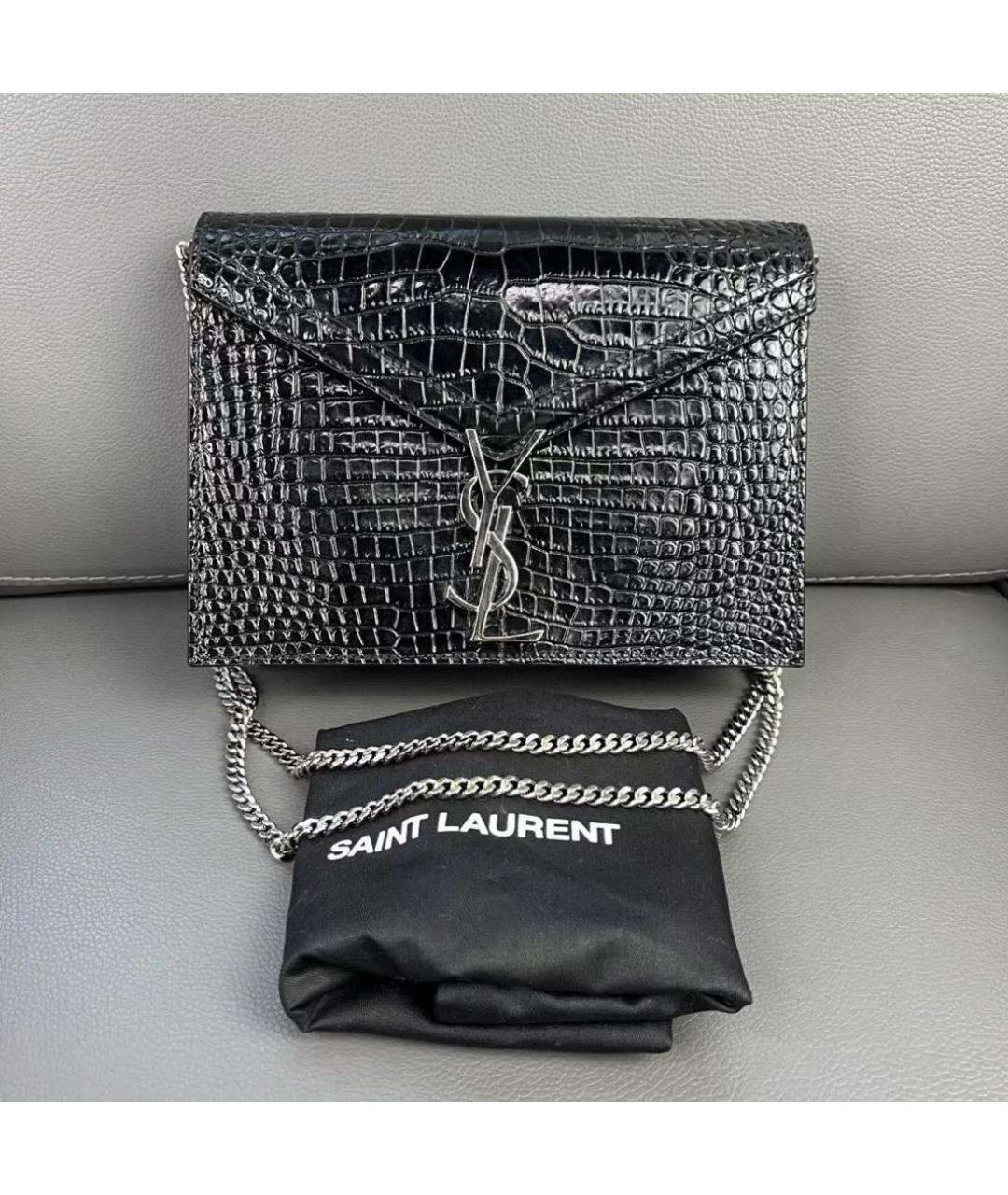 SAINT LAURENT Черная кожаная сумка через плечо, фото 6