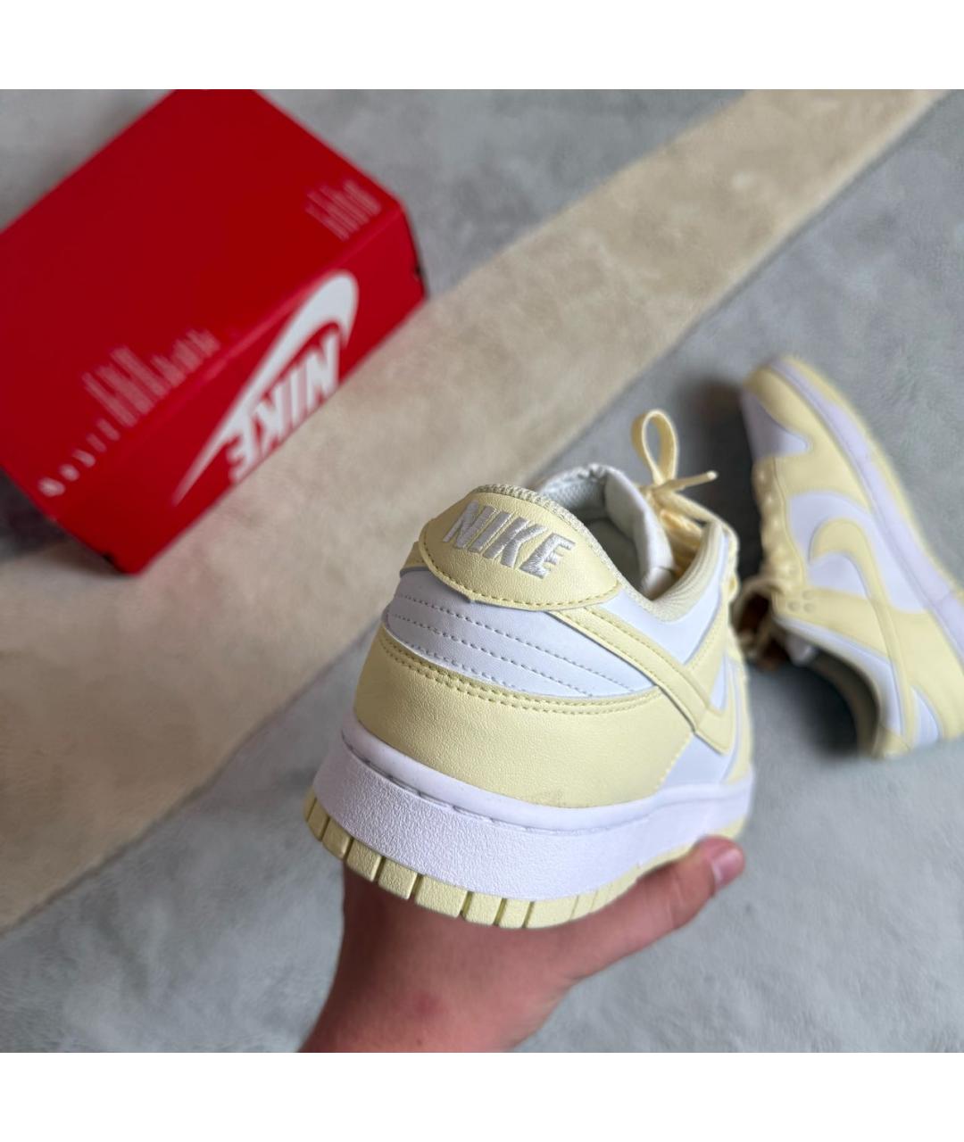 NIKE Желтые кожаные низкие кроссовки / кеды, фото 3