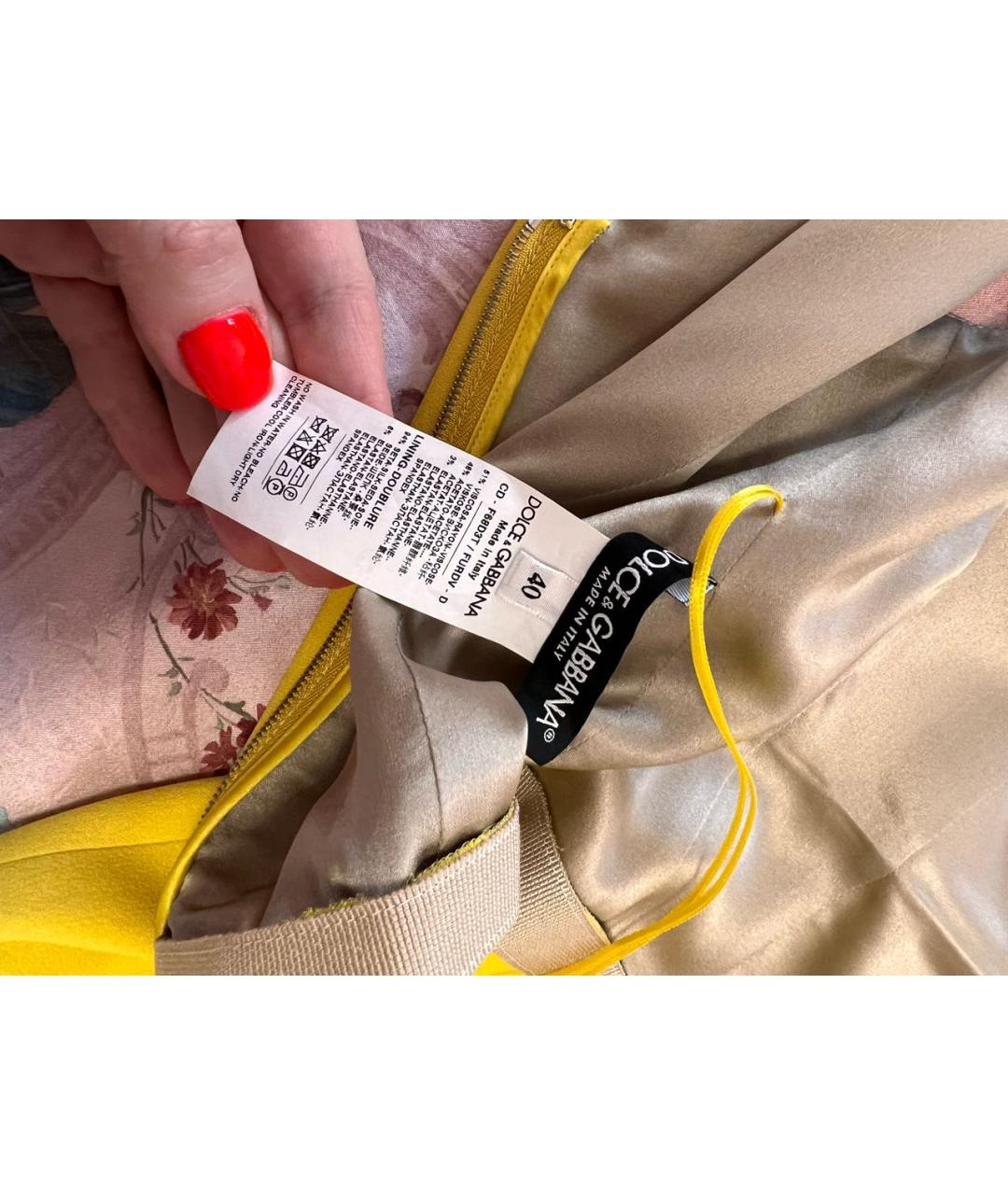 DOLCE&GABBANA Желтое вискозное повседневное платье, фото 3