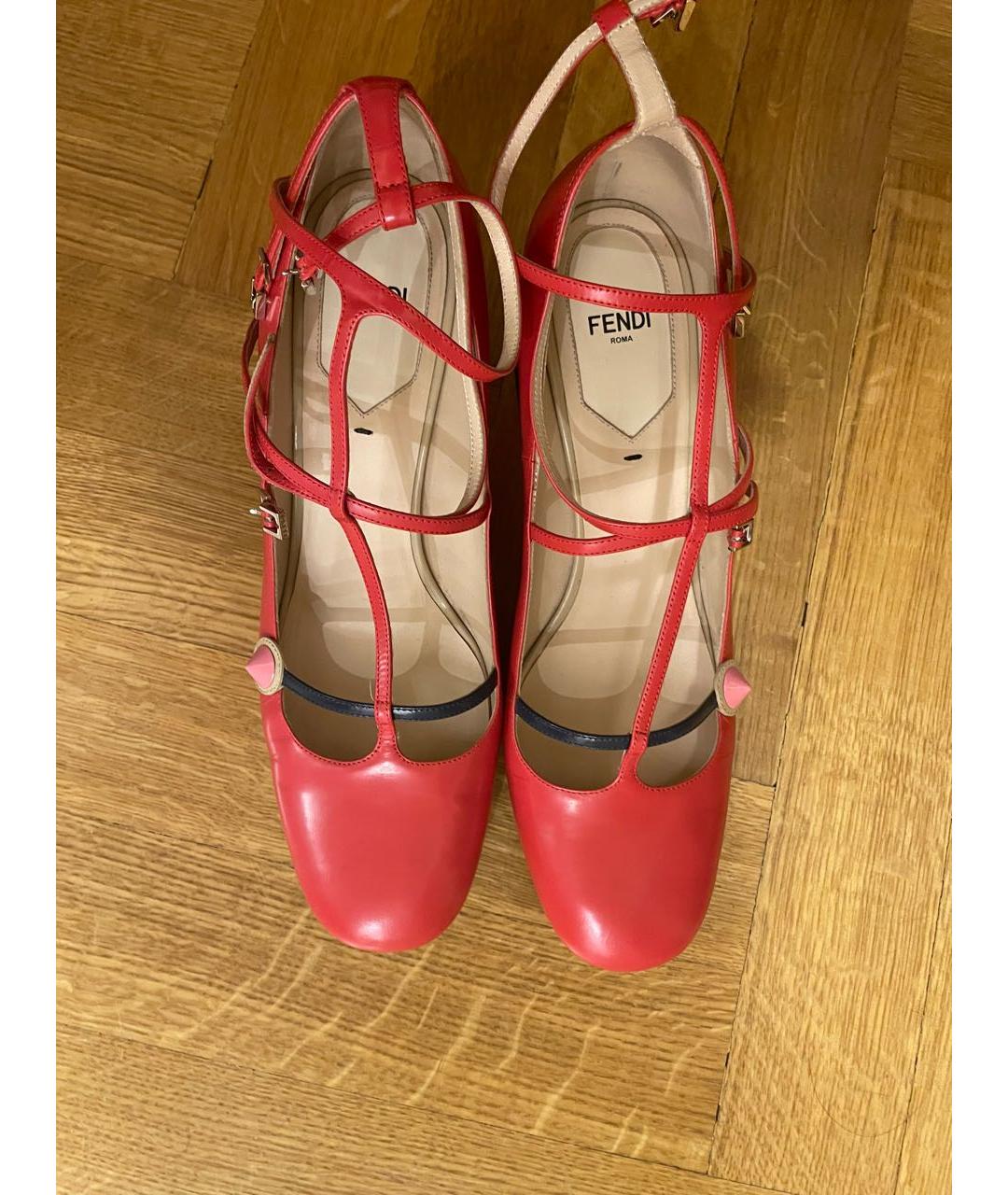 FENDI Коралловые кожаные туфли, фото 2