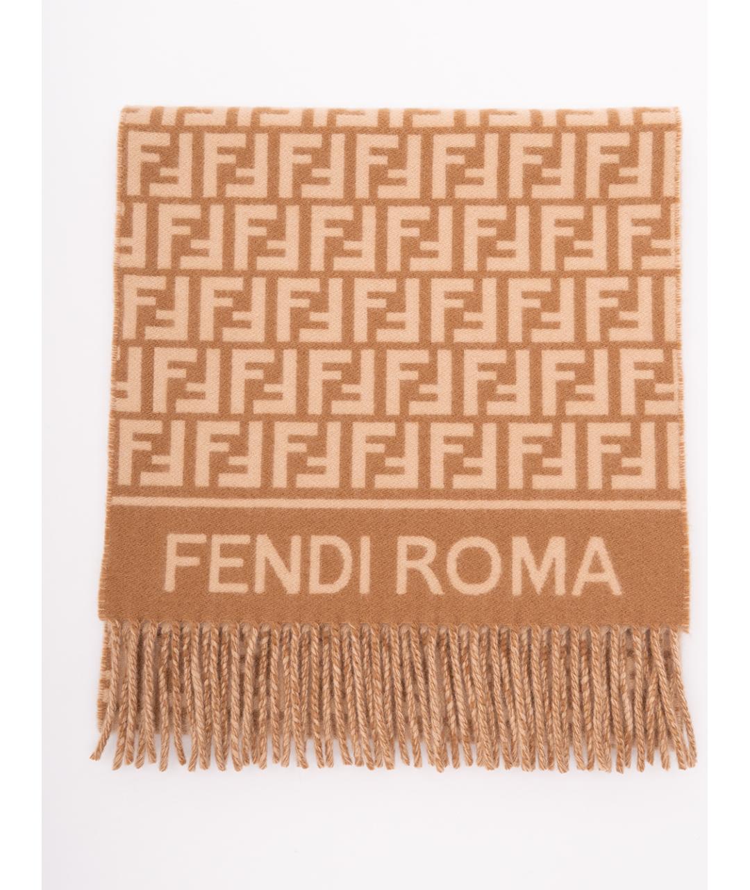FENDI Бежевый шерстяной шарф, фото 3