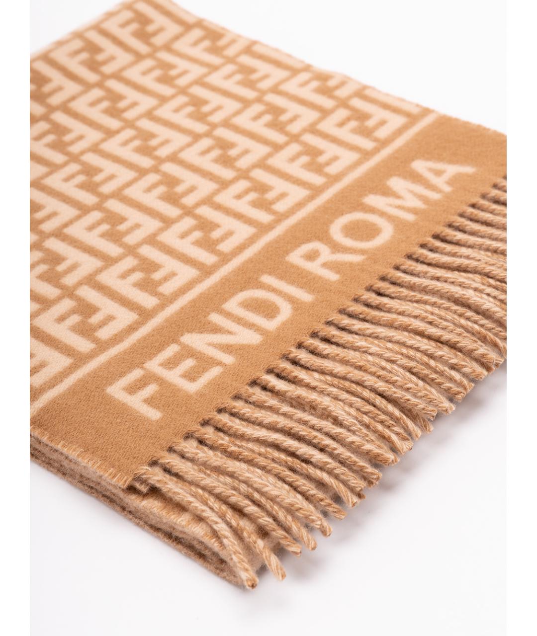 FENDI Бежевый шерстяной шарф, фото 2