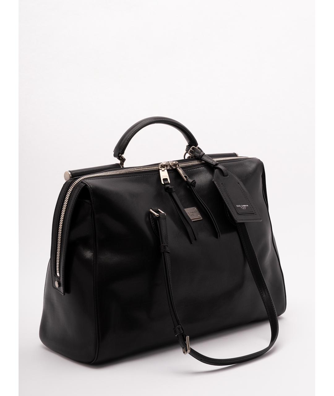 DOLCE&GABBANA Черная кожаная дорожная/спортивная сумка, фото 3