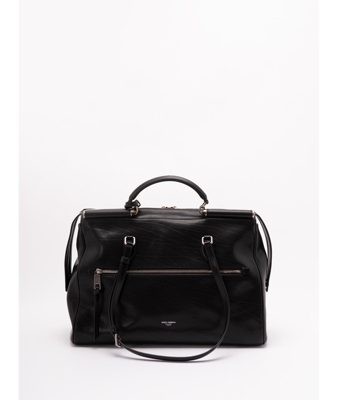 DOLCE&GABBANA Черная кожаная дорожная/спортивная сумка, фото 2