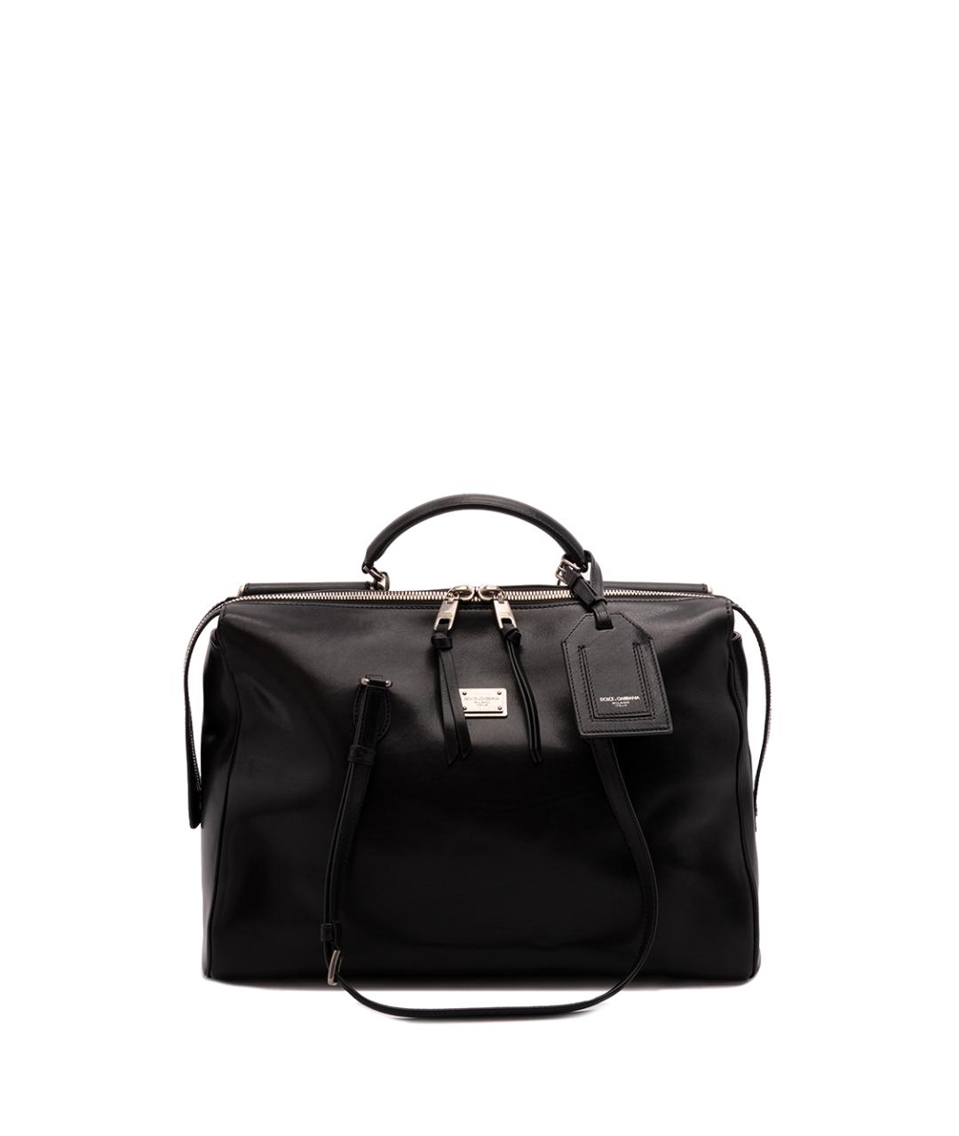 DOLCE&GABBANA Черная кожаная дорожная/спортивная сумка, фото 1