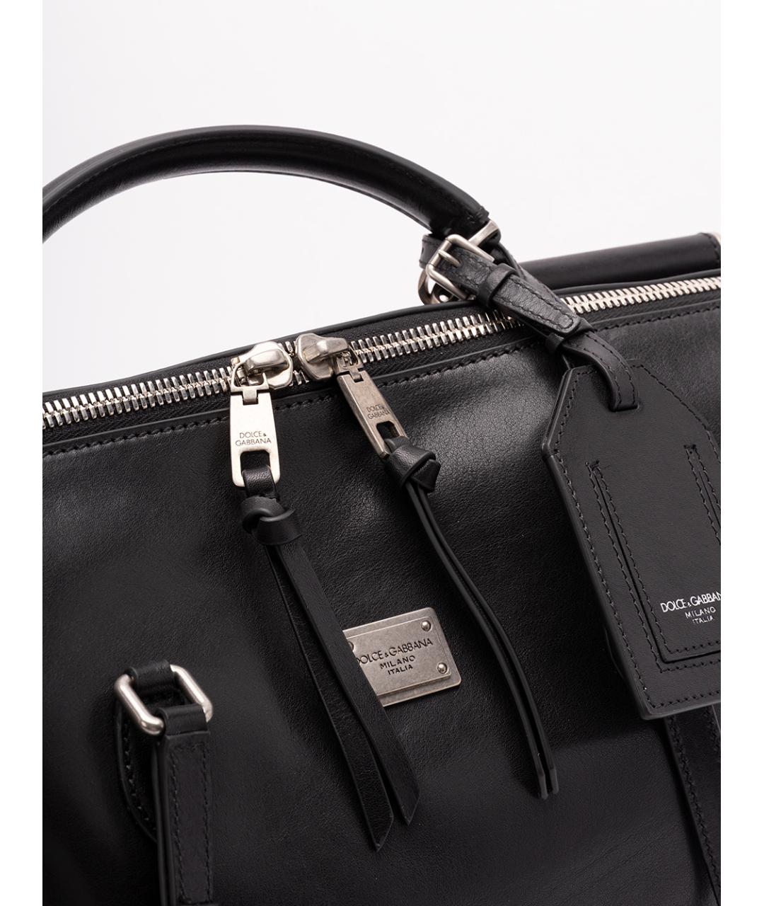 DOLCE&GABBANA Черная кожаная дорожная/спортивная сумка, фото 4