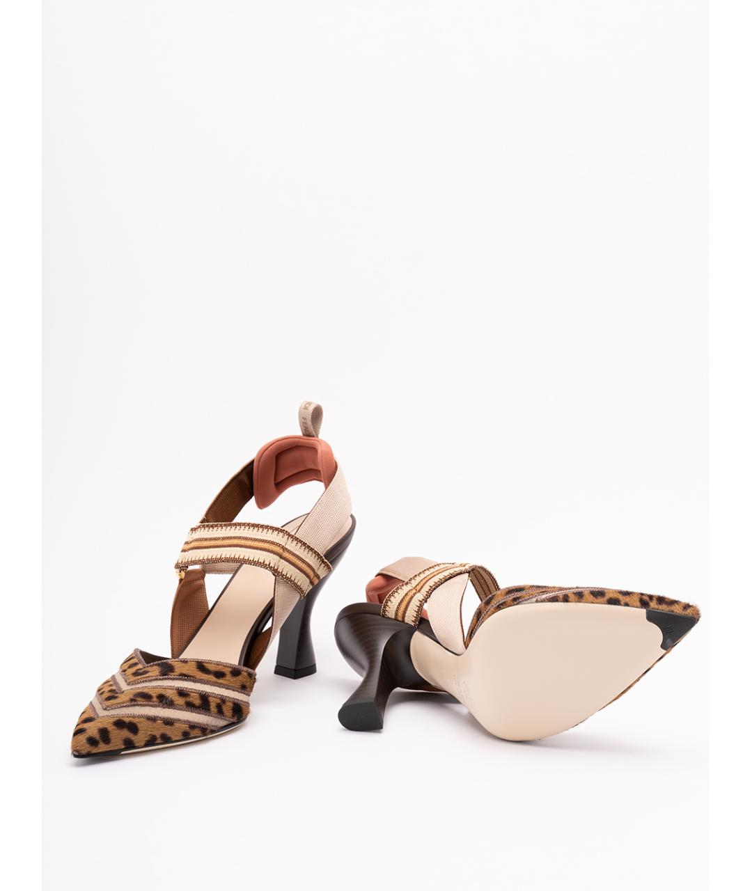 FENDI Коричневые кожаные туфли, фото 4