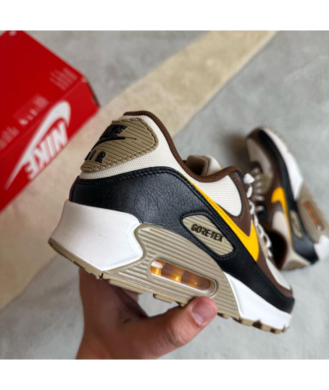NIKE Коричневые кожаные низкие кроссовки / кеды, фото 4