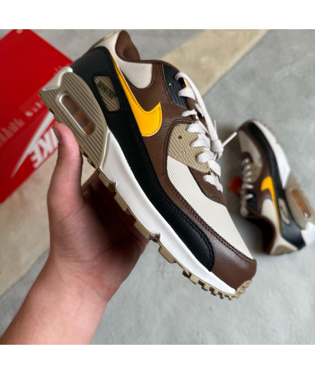 NIKE Коричневые кожаные низкие кроссовки / кеды, фото 6