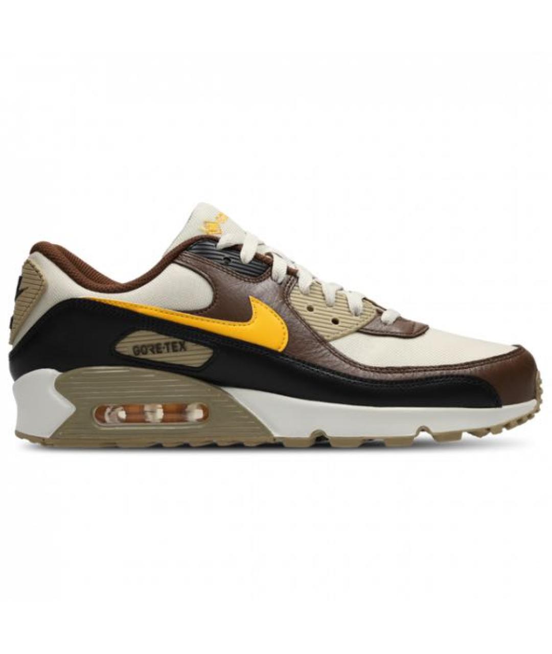 NIKE Коричневые кожаные низкие кроссовки / кеды, фото 1