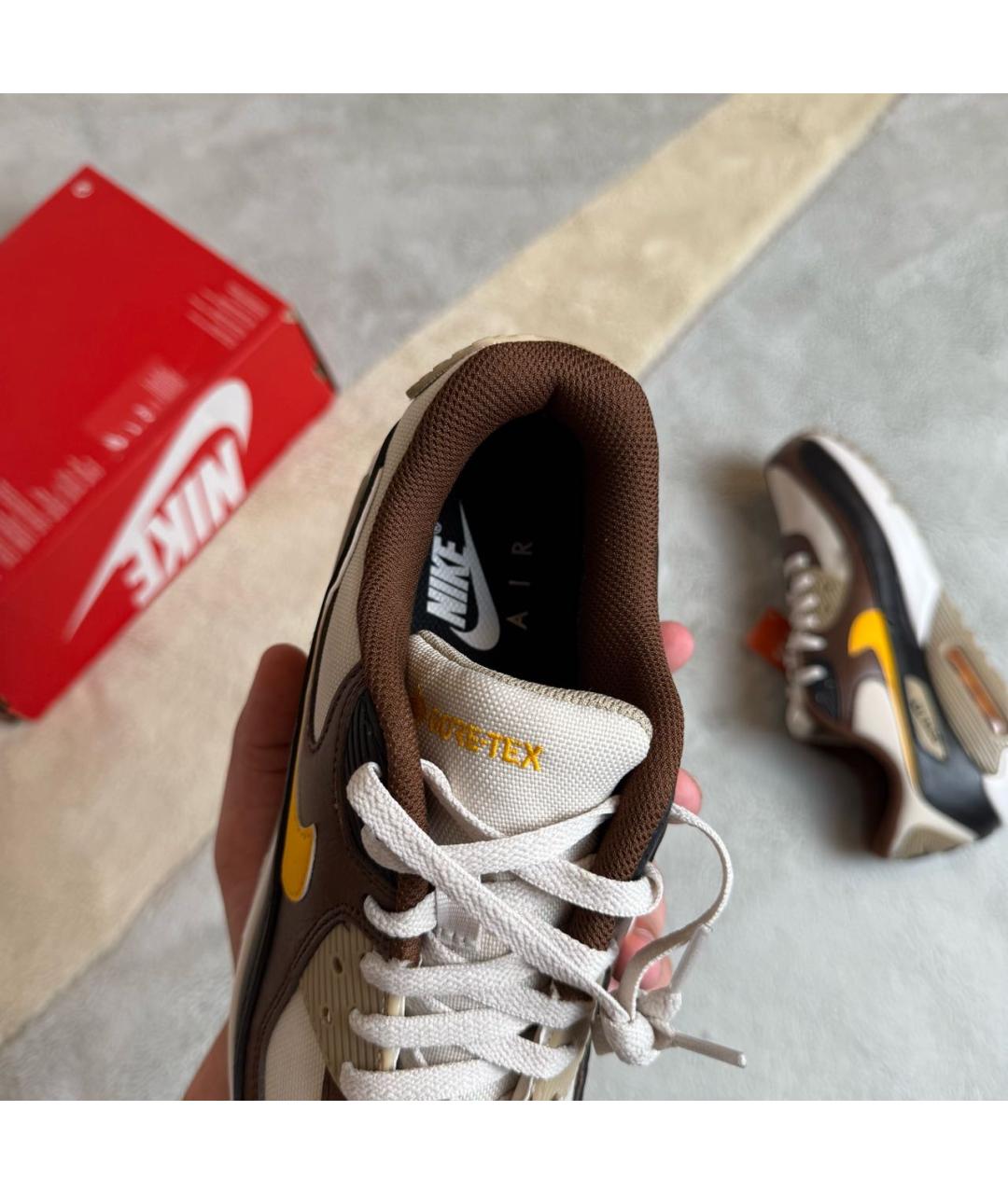 NIKE Коричневые кожаные низкие кроссовки / кеды, фото 8