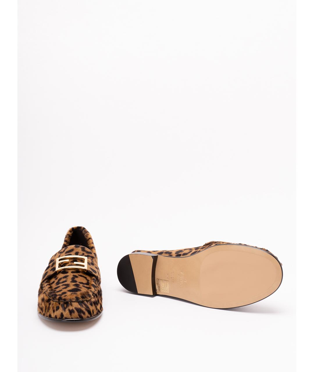 FENDI Коричневые кожаные лоферы, фото 3