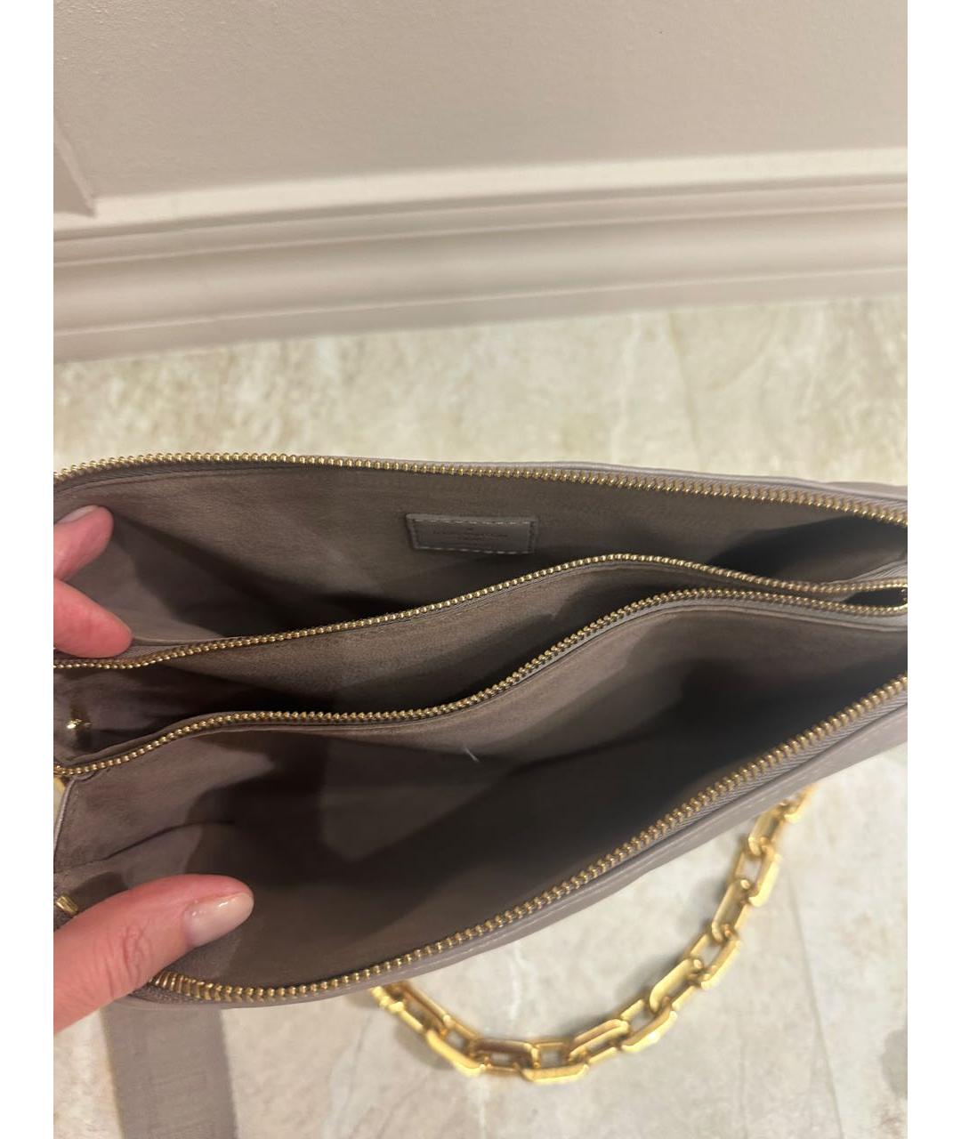 LOUIS VUITTON Серая кожаная сумка через плечо, фото 4