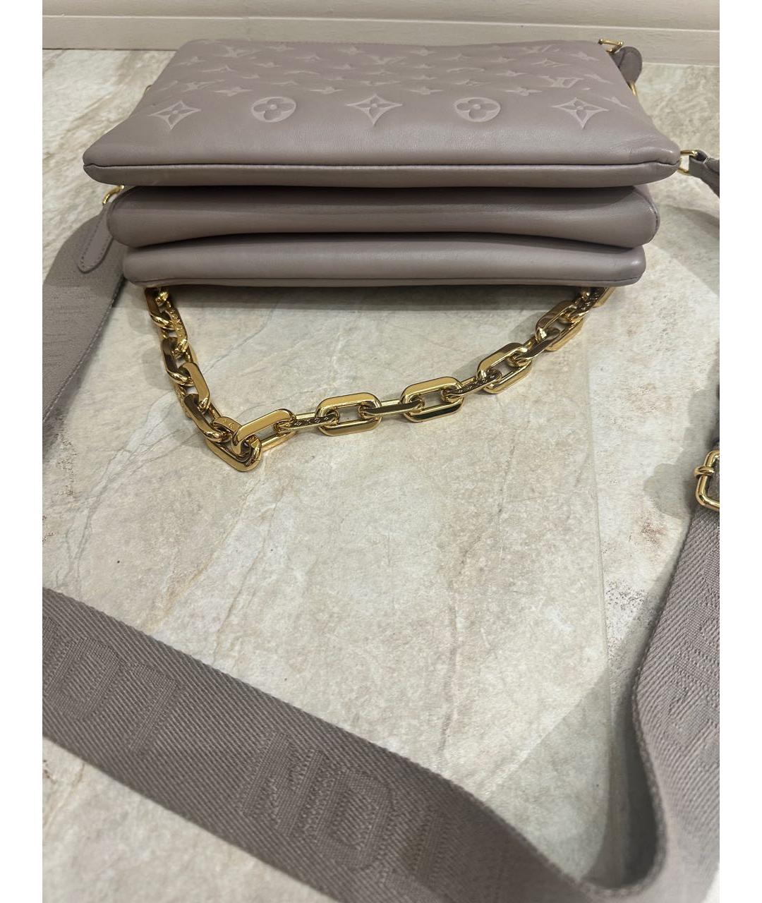LOUIS VUITTON Серая кожаная сумка через плечо, фото 5