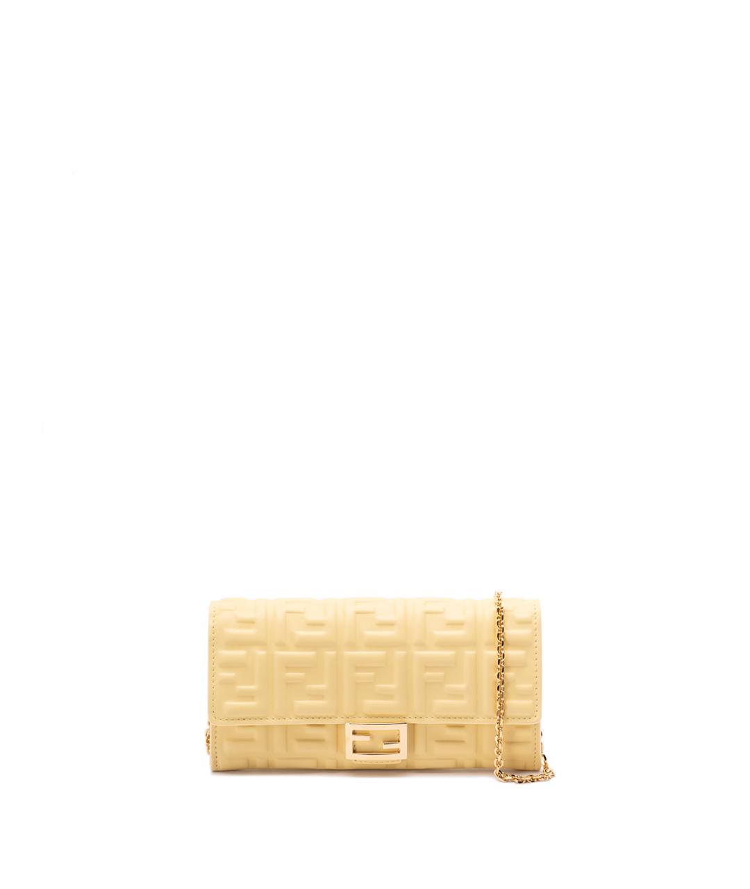 FENDI Желтая кожаная сумка через плечо, фото 1